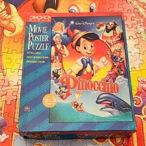 90s Pinocchio Movie Poster Puzzle 300 piece - COMPLETE - Vintage Walt Disney